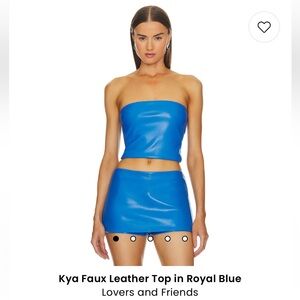 Kya Faux Leather Top & Skirt set in Royal Blue from Lovers and Friends